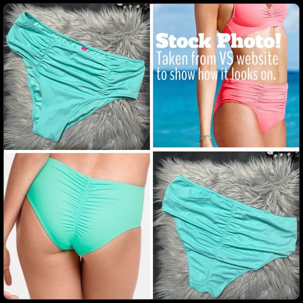 VS mint/aqua high waist bikini bottom ruched butt